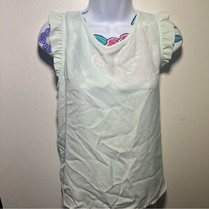 Lauren Conrad Mint Ruffle Sleeve Blouse